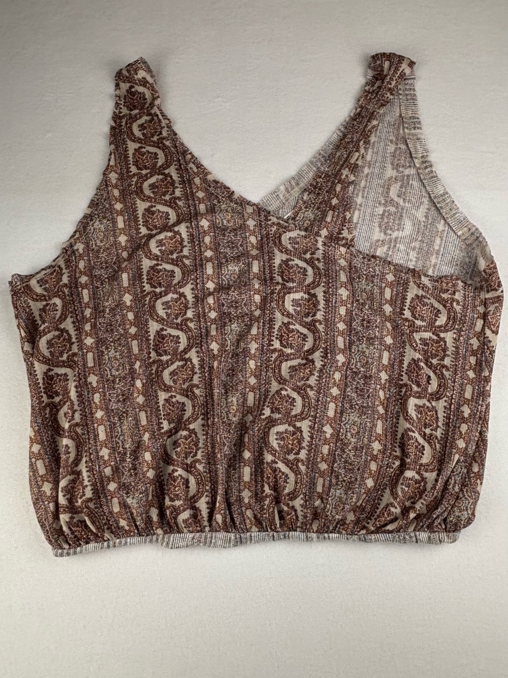 We The Free Brown Printed V-Neck Cropped Cami